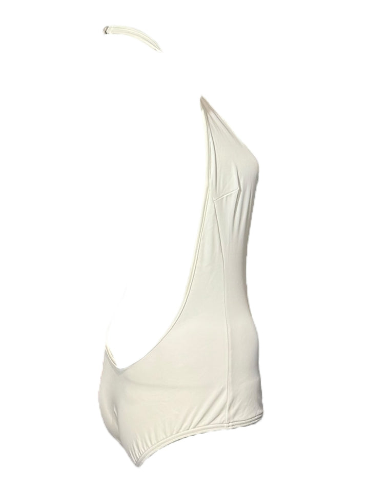 1996 Tom Ford for Gucci F/W iconic Ivory Cutout Halter Swimwear / Bodysuit