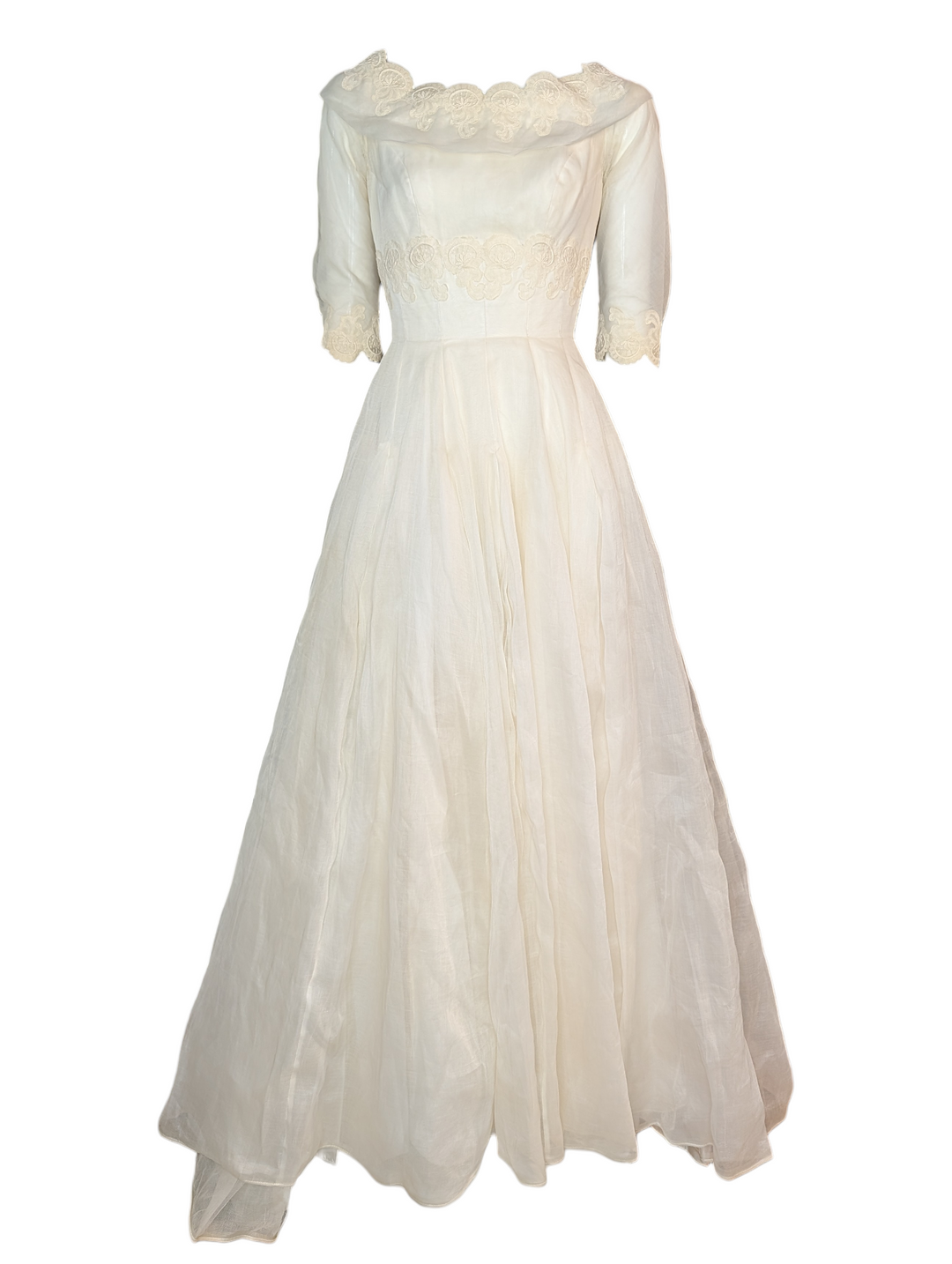 Cahill Beverly Hills Late 1950s Organdy Wedding Gown
