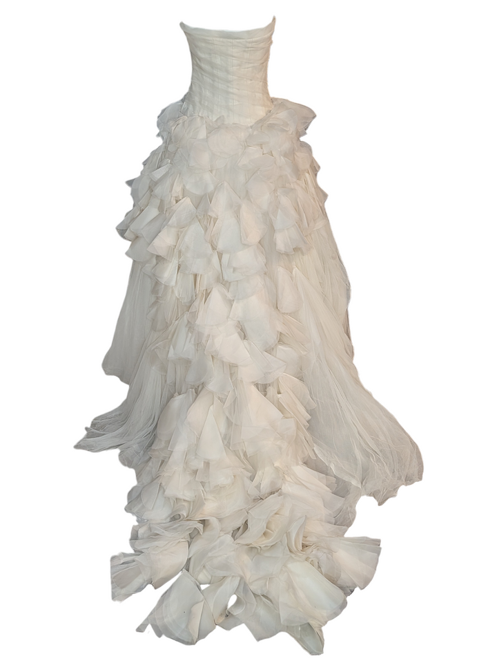 Vera Wang Silk Organza Strapless Ruffled Wedding Gown