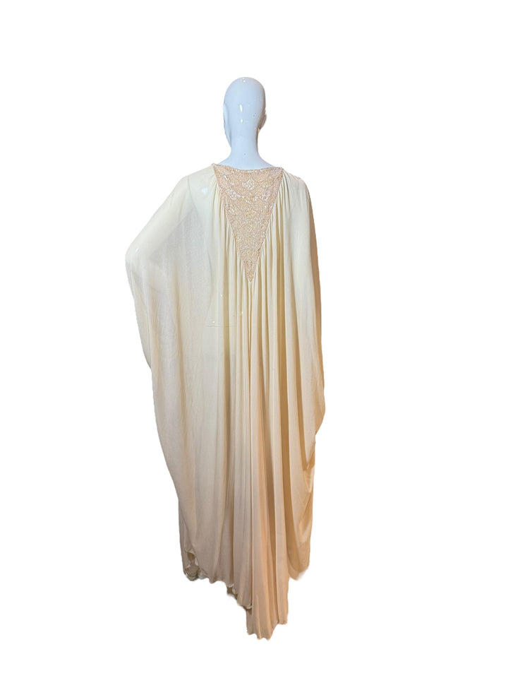 Vintage 1970s Beaded Ivory Bridal Caftan Gown, Apparel & Accessories, RERACKED, RERACKED