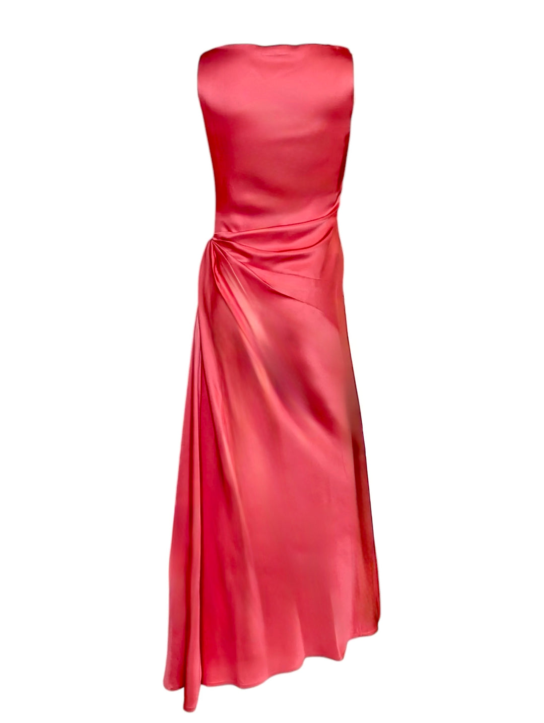 70's Bill Blass Rose Silk Draped Evening Gown
