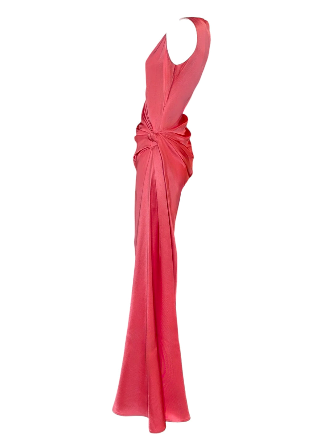 70's Bill Blass Rose Silk Draped Evening Gown