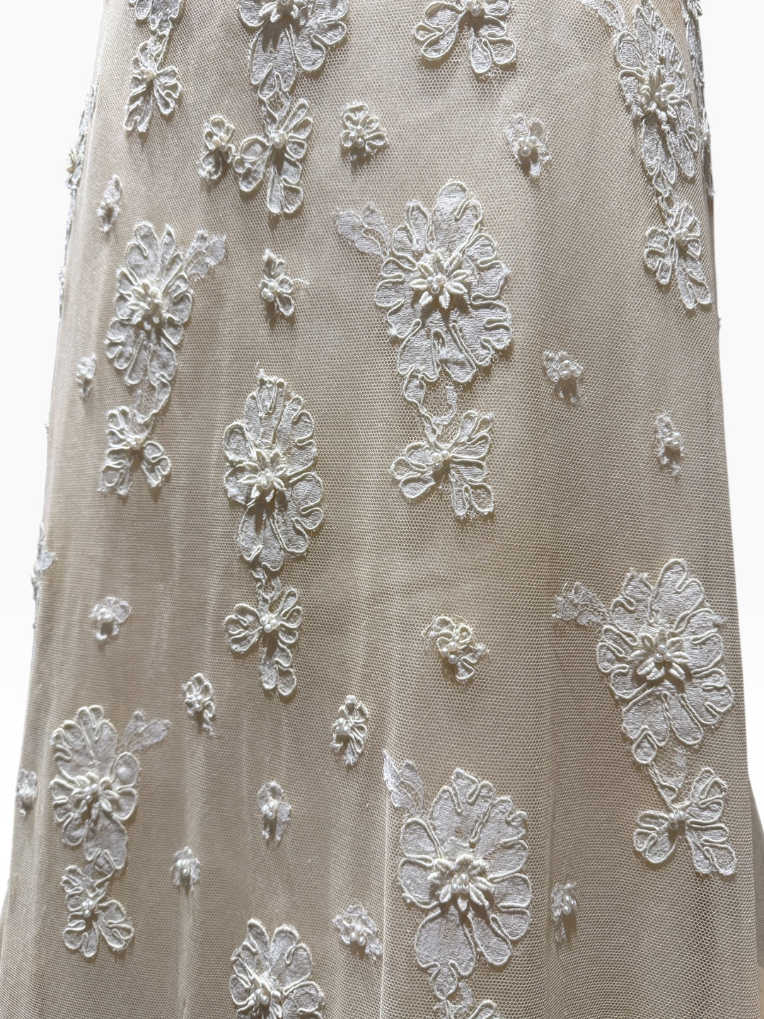 1976 Bergdorf Goodman Lace Wedding Gown & Juliet Cap Veil