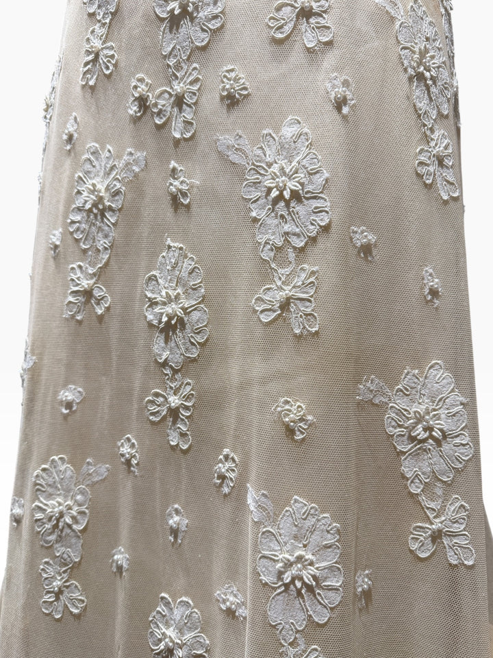 1976 Bergdorf Goodman Lace Wedding Gown & Juliet Cap Veil