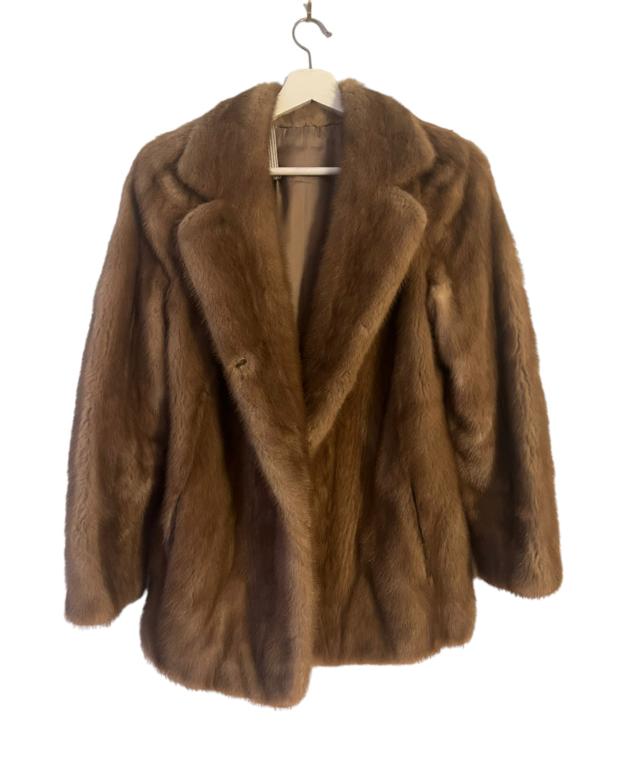 Mink fur jacket blazer light color - vintage