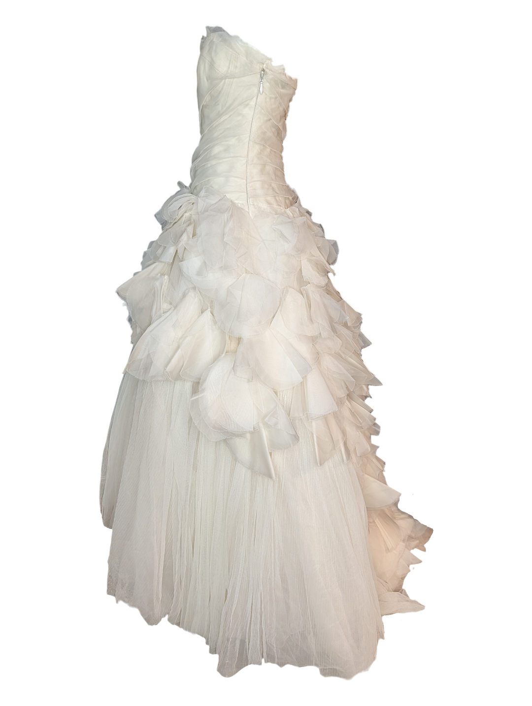 Vera Wang Silk Organza Strapless Ruffled Wedding Gown