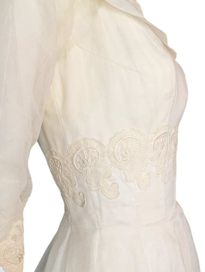 Cahill Beverly Hills Late 1950s Organdy Wedding Gown