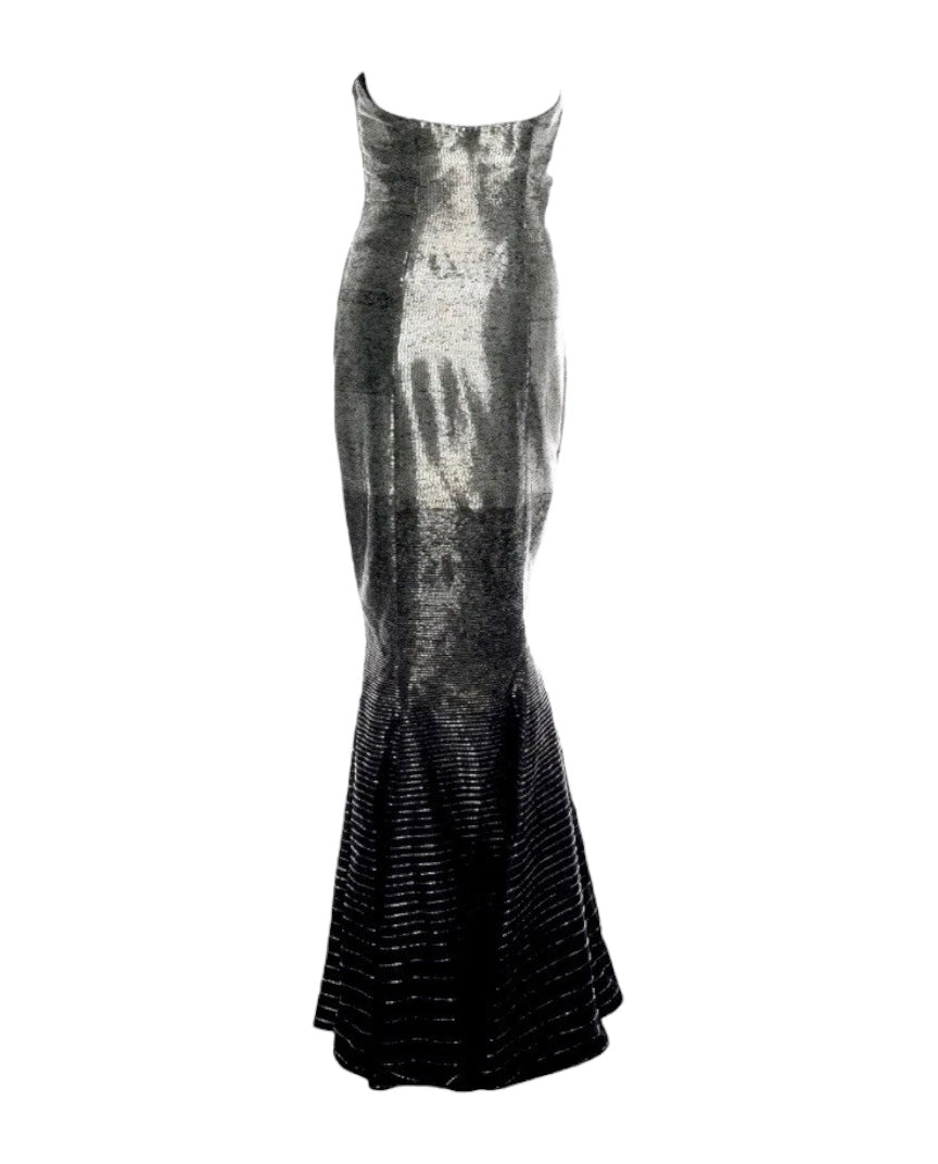 Ralph Lauren Purple Label Silver Hand-Beaded Bustier Gown, Fall 2005, Met Gala, Apparel & Accessories, Ralph Lauren Collection, RERACKED