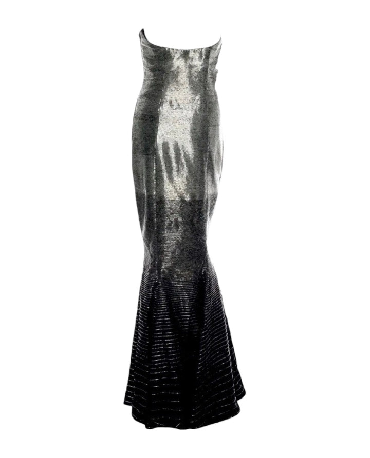 Ralph Lauren Purple Label Silver Hand-Beaded Bustier Gown, Fall 2005, Met Gala, Apparel & Accessories, Ralph Lauren Collection, RERACKED