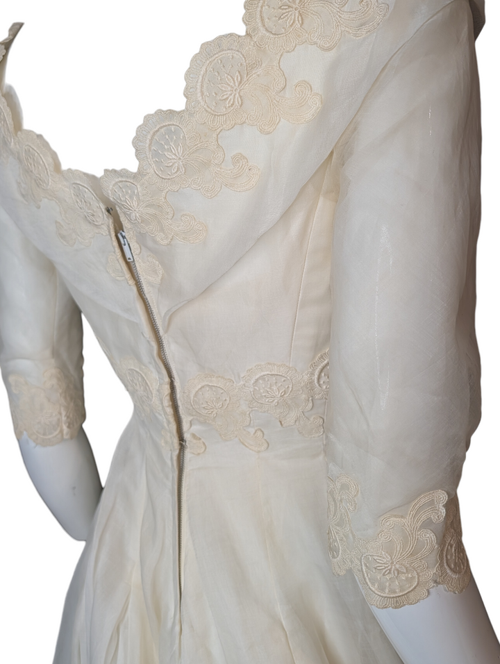 Cahill Beverly Hills Late 1950s Organdy Wedding Gown