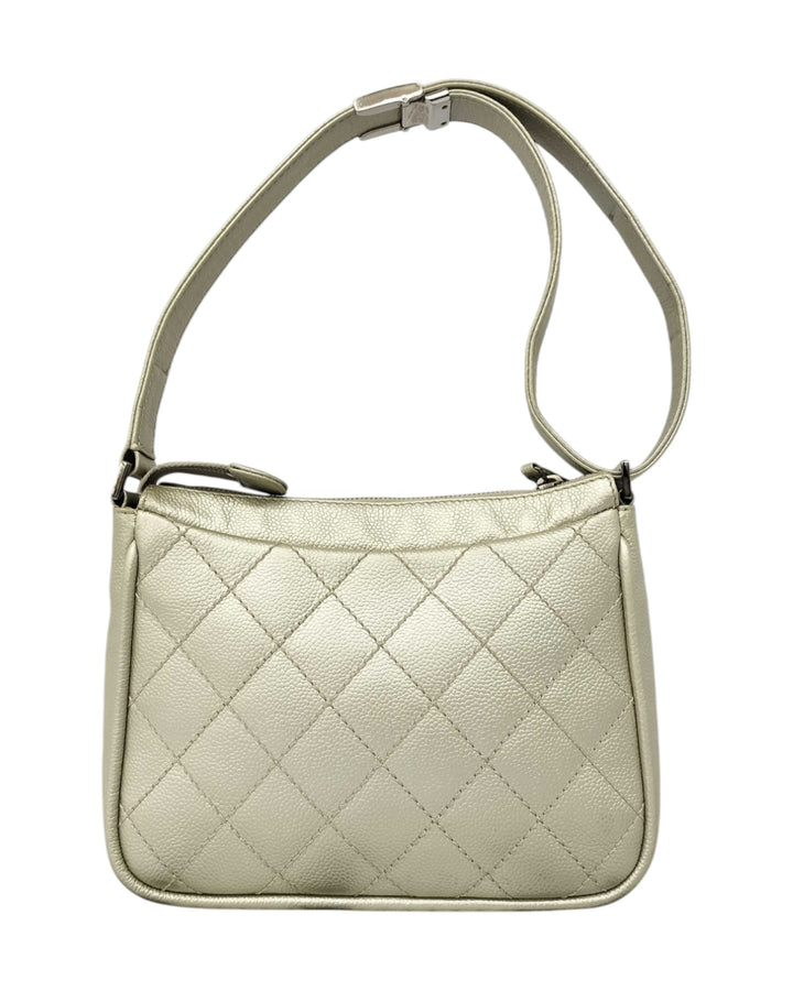 Timeless Caviar Timeless Leather Shoulder Bag - Silver - RERACKED