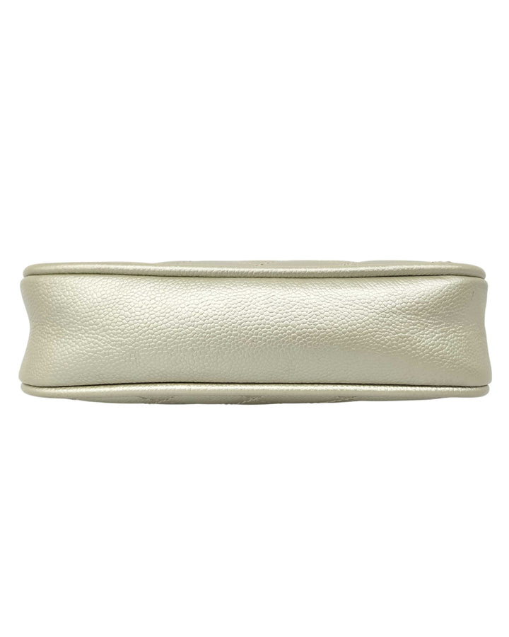 Timeless Caviar Timeless Leather Shoulder Bag - Silver - RERACKED