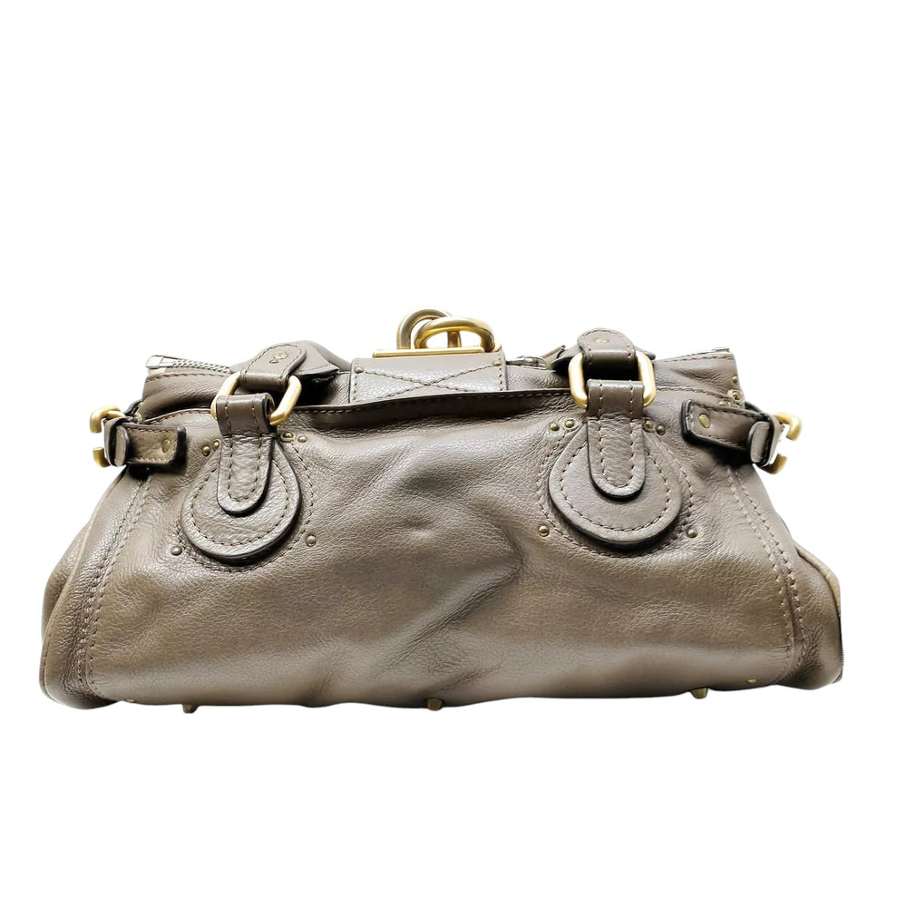 Chloe Paddington Handbag in Grey with Gold Tone Hardware with Lock and Key