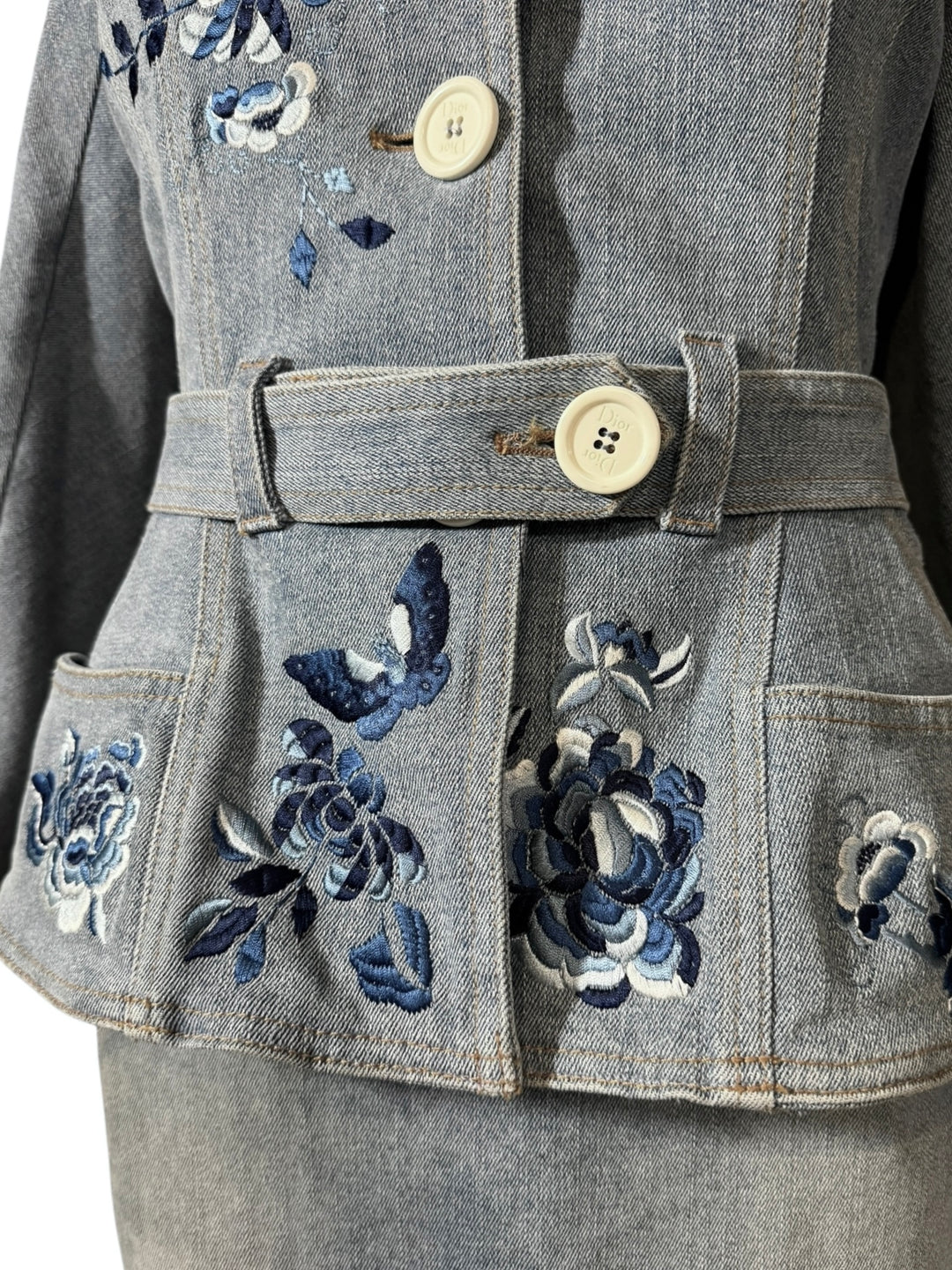 Christian Dior by John Galliano Rare 2005 Embroidered Denim Skirt Suit, Apparel & Accessories, Christain Dior, RERACKED