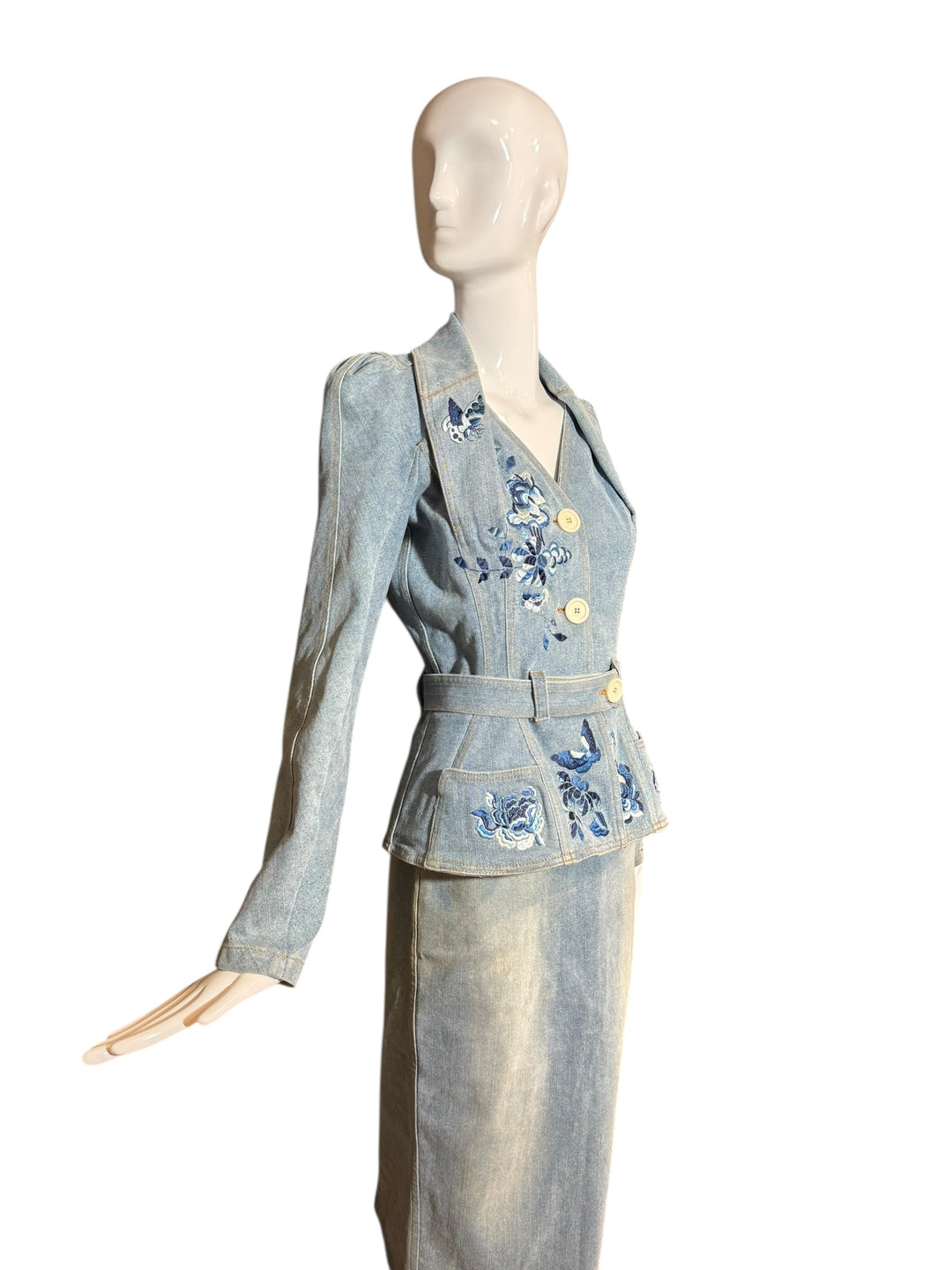 Christian Dior by John Galliano Rare 2005 Embroidered Denim Skirt Suit, Apparel & Accessories, Christain Dior, RERACKED