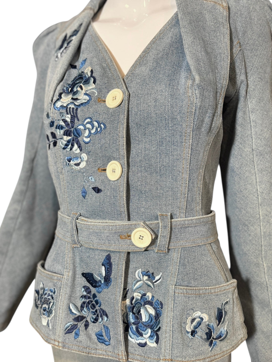 Christian Dior by John Galliano Rare 2005 Embroidered Denim Skirt Suit, Apparel & Accessories, Christain Dior, RERACKED