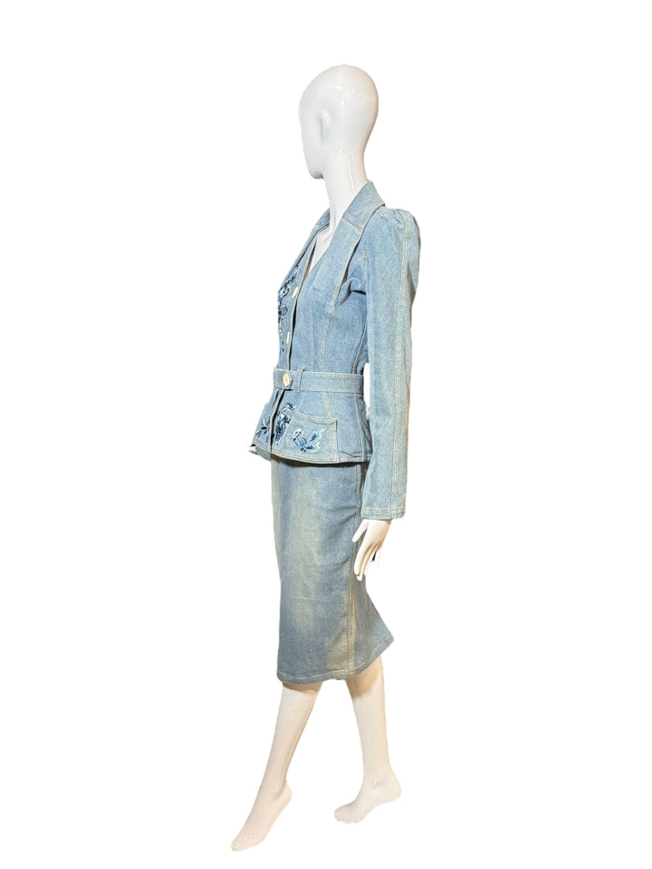 Christian Dior by John Galliano Rare 2005 Embroidered Denim Skirt Suit, Apparel & Accessories, Christain Dior, RERACKED