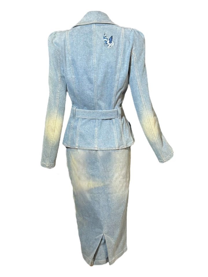 Christian Dior by John Galliano Rare 2005 Embroidered Denim Skirt Suit, Apparel & Accessories, Christain Dior, RERACKED