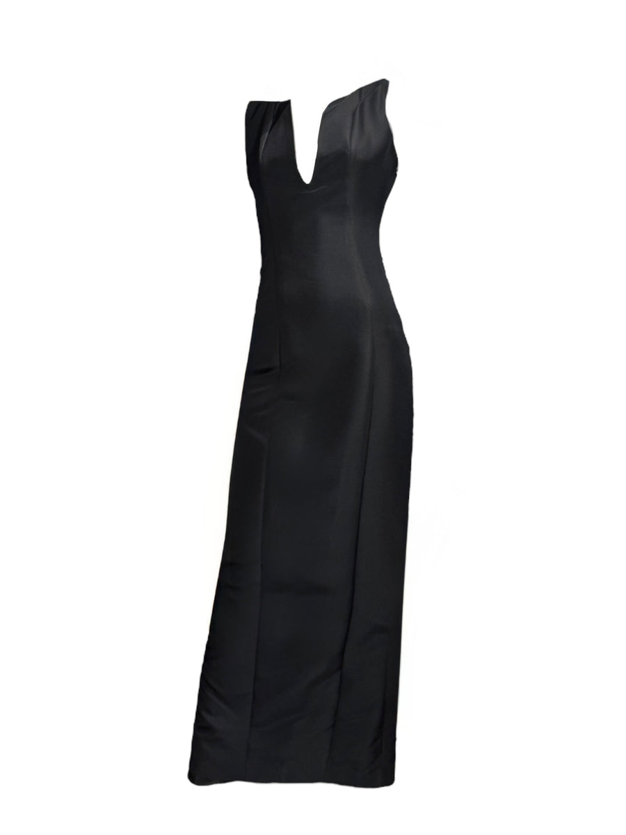 Gucci Fall/Winter 1999 Black Silk V-Neck Gown with Sculptural Cutout Detail, Apparel & Accessories, Gucci by Tom Ford, RERACKED