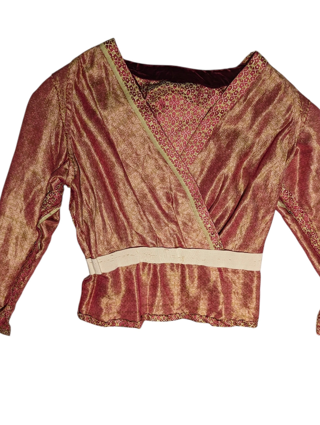 1940s Silk Jacquard Wrap Top