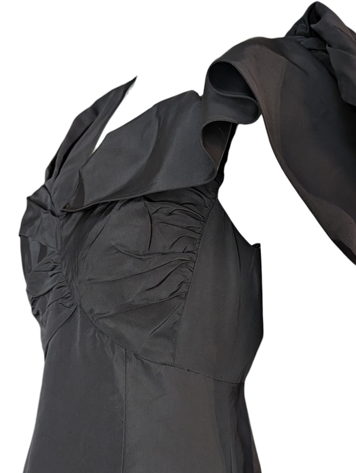 Oscar De La Renta Black Sculptural Evening Gown