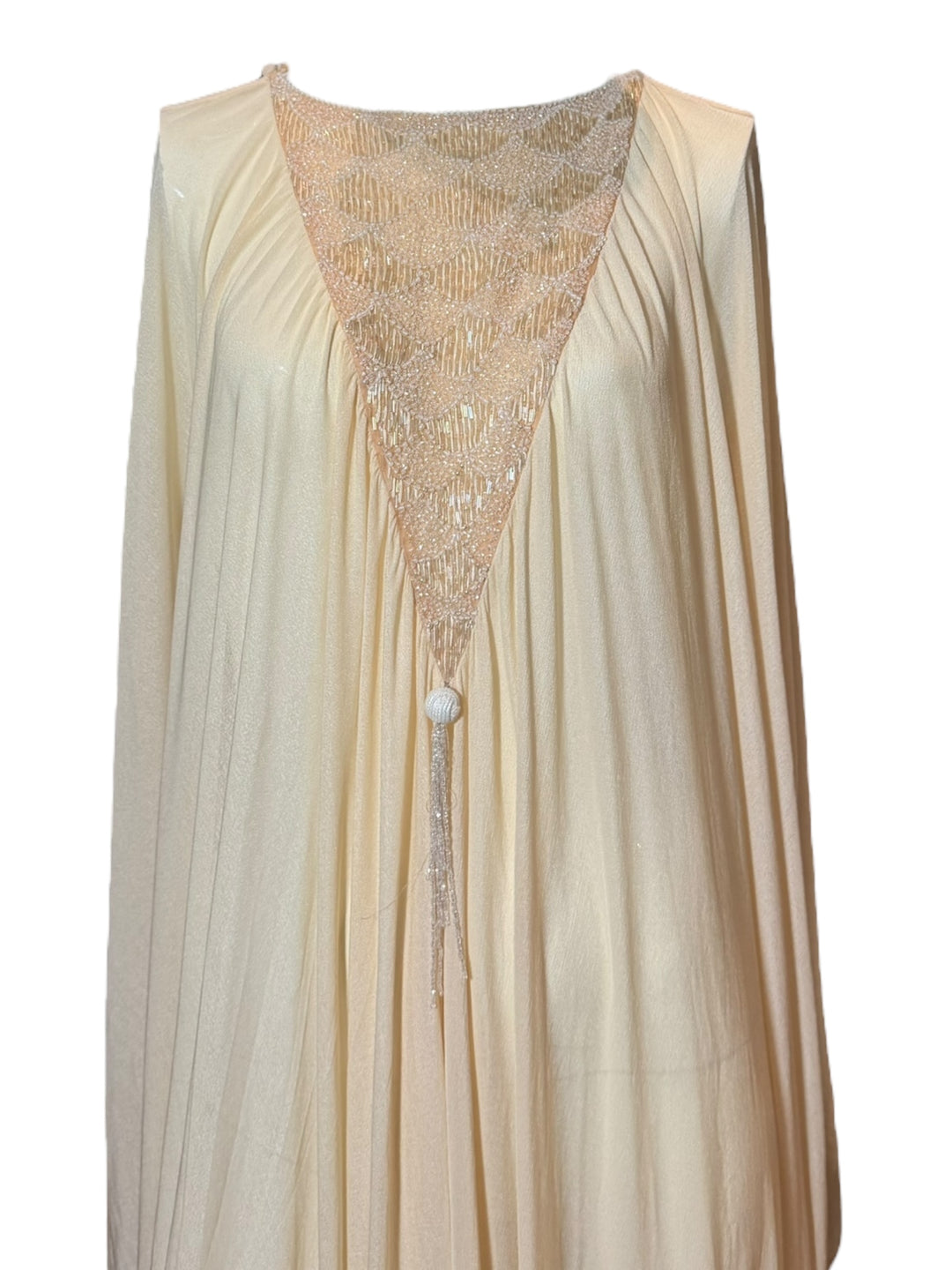 Vintage 1970s Beaded Ivory Bridal Caftan Gown, Apparel & Accessories, RERACKED, RERACKED