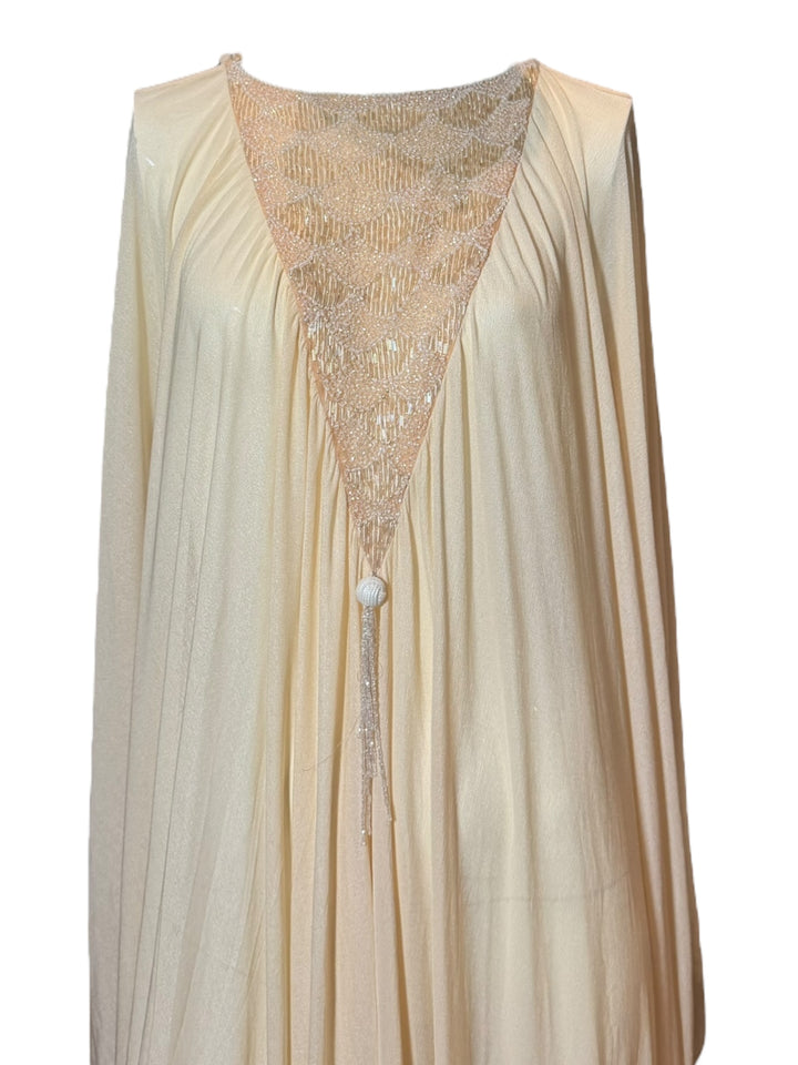 Vintage 1970s Beaded Ivory Bridal Caftan Gown, Apparel & Accessories, RERACKED, RERACKED