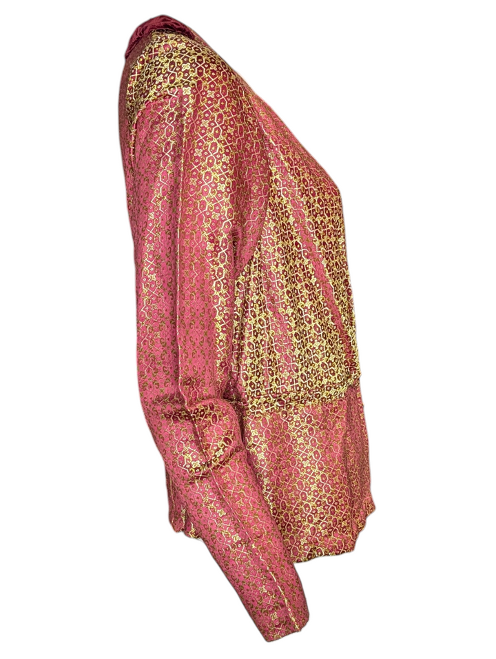 1940s Silk Jacquard Wrap Top