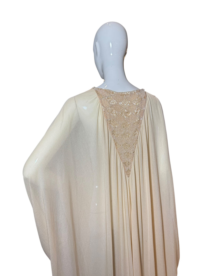Vintage 1970s Beaded Ivory Bridal Caftan Gown, Apparel & Accessories, RERACKED, RERACKED