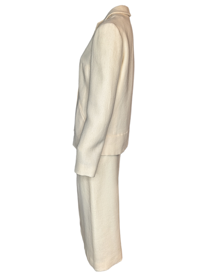 Vintage Lanvin Paris Ivory Wool Skirt Suit