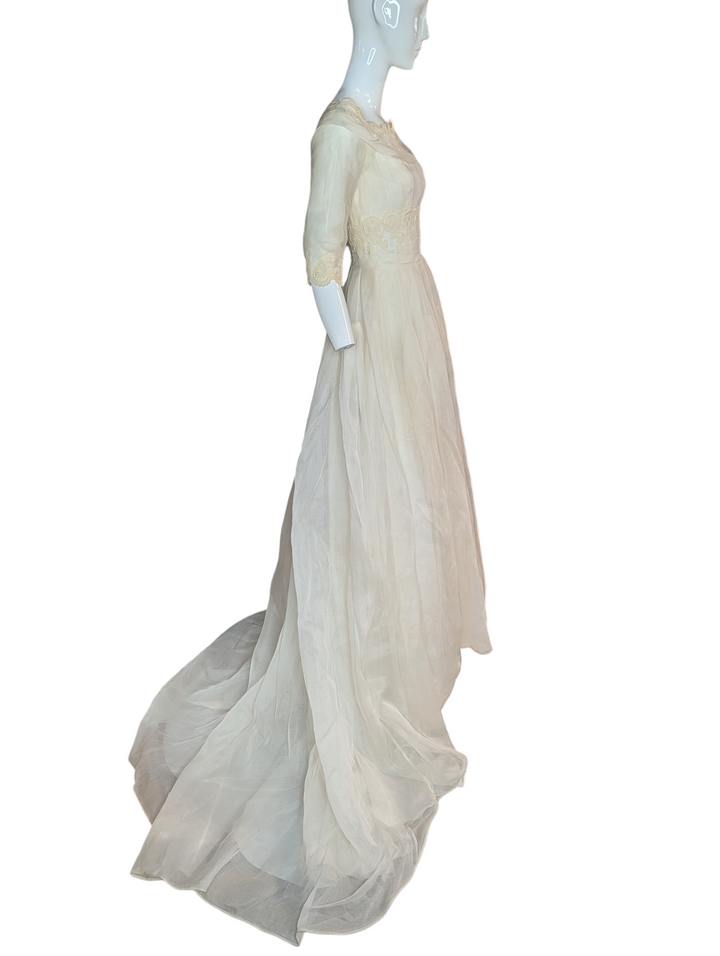 Cahill Beverly Hills Late 1950s Organdy Wedding Gown
