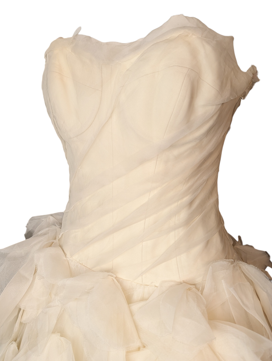 Vera Wang Silk Organza Strapless Ruffled Wedding Gown