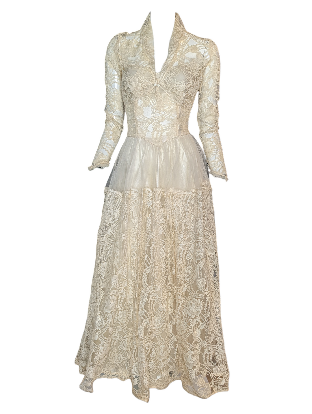 1940s Lace Wedding Gown with Original Matching Bolero