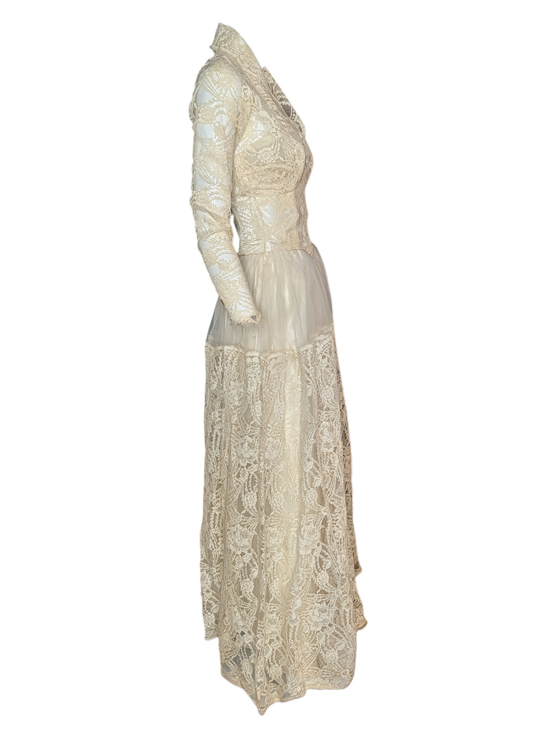 1940s Lace Wedding Gown with Original Matching Bolero
