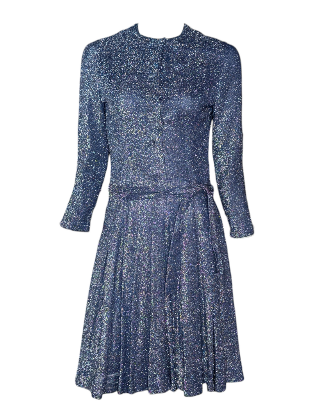 Geoffrey Beene 1970s Metallic Lurex Evening Dress