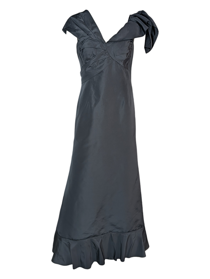 Oscar De La Renta Black Sculptural Evening Gown
