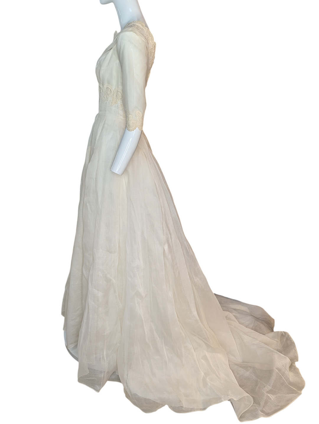 Cahill Beverly Hills Late 1950s Organdy Wedding Gown