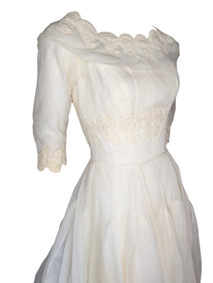 Cahill Beverly Hills Late 1950s Organdy Wedding Gown