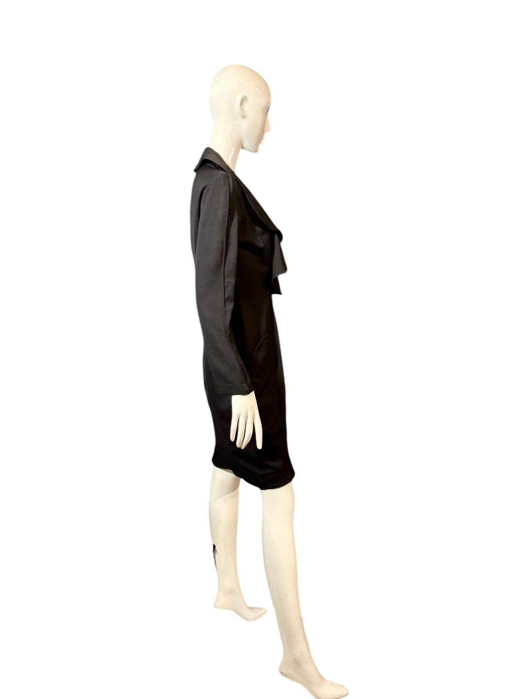 Thierry Mugler 1989 Runway Ruffle Collar Black Wrap Suit Dress, Apparel & Accessories, Thierry Mugler, RERACKED