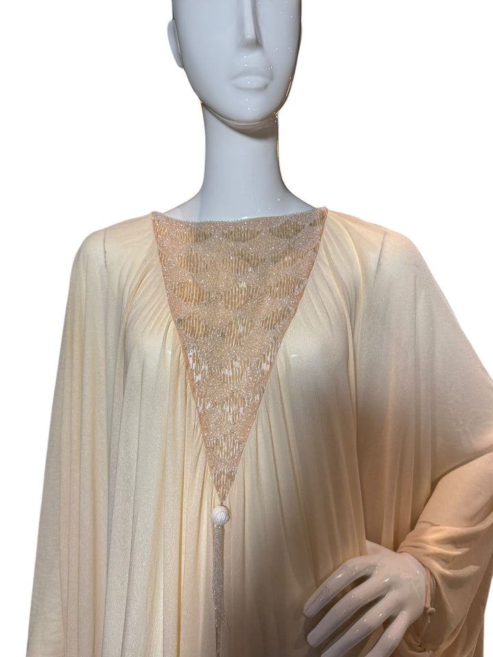 Vintage 1970s Beaded Ivory Bridal Caftan Gown, Apparel & Accessories, RERACKED, RERACKED