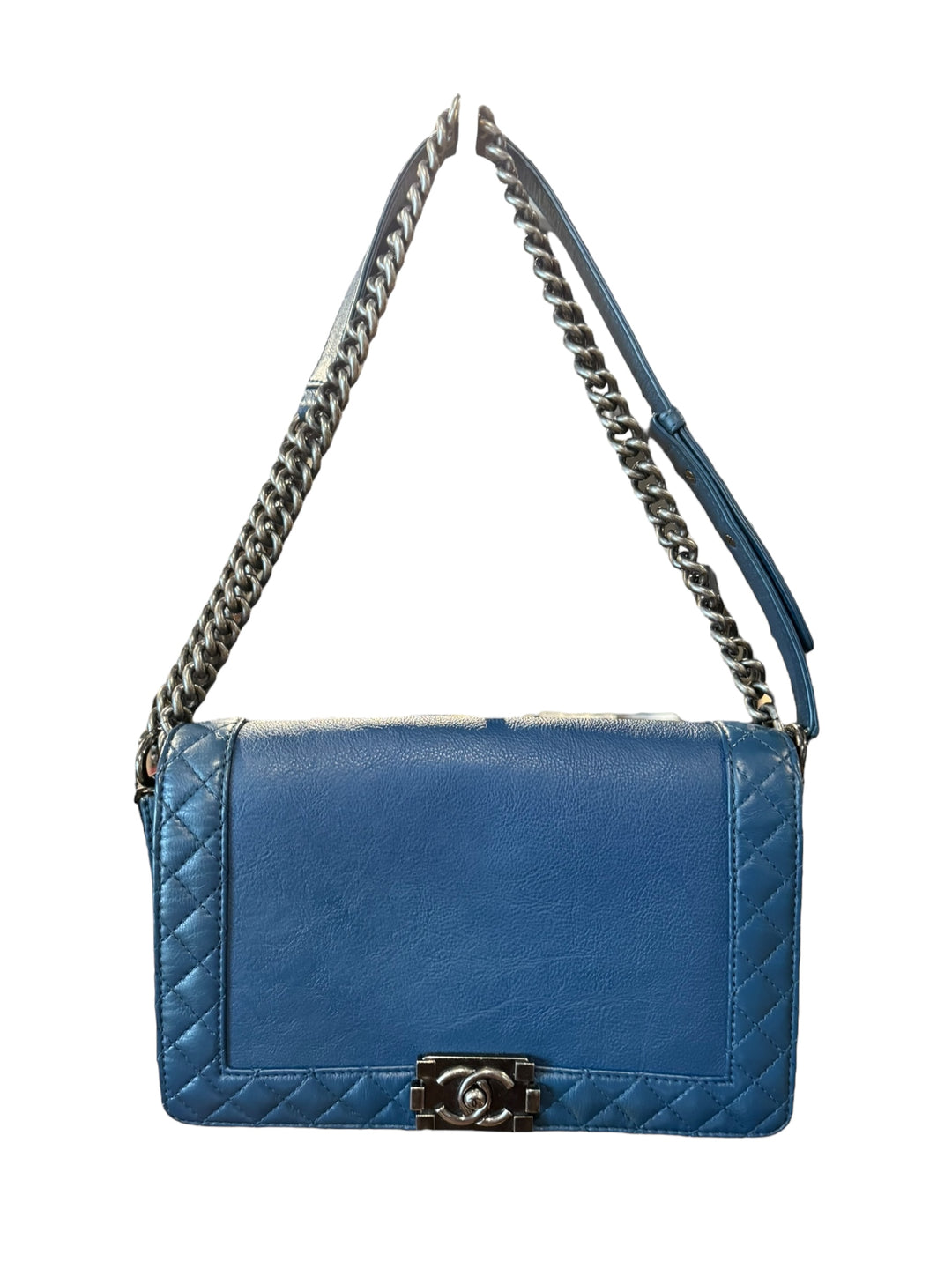 Chanel Boy Medium Shoulder Bag - Blue Calfskin