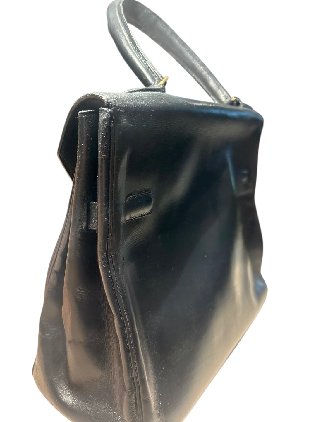 1960s Hermès Kelly 28 in Black Box Leather with Gold Tone Hardware