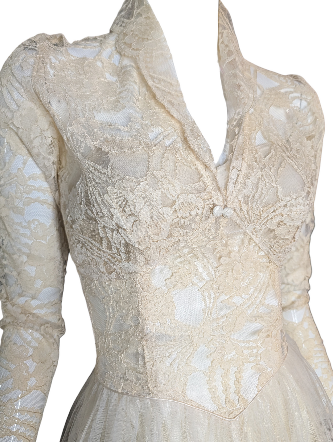 1940s Lace Wedding Gown with Original Matching Bolero
