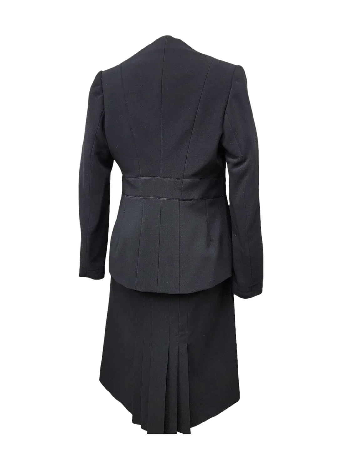 Pierre Balmain Haute Couture by Oscar de la Renta Black Runway Suit with Pleats, Spring/Summer 2001