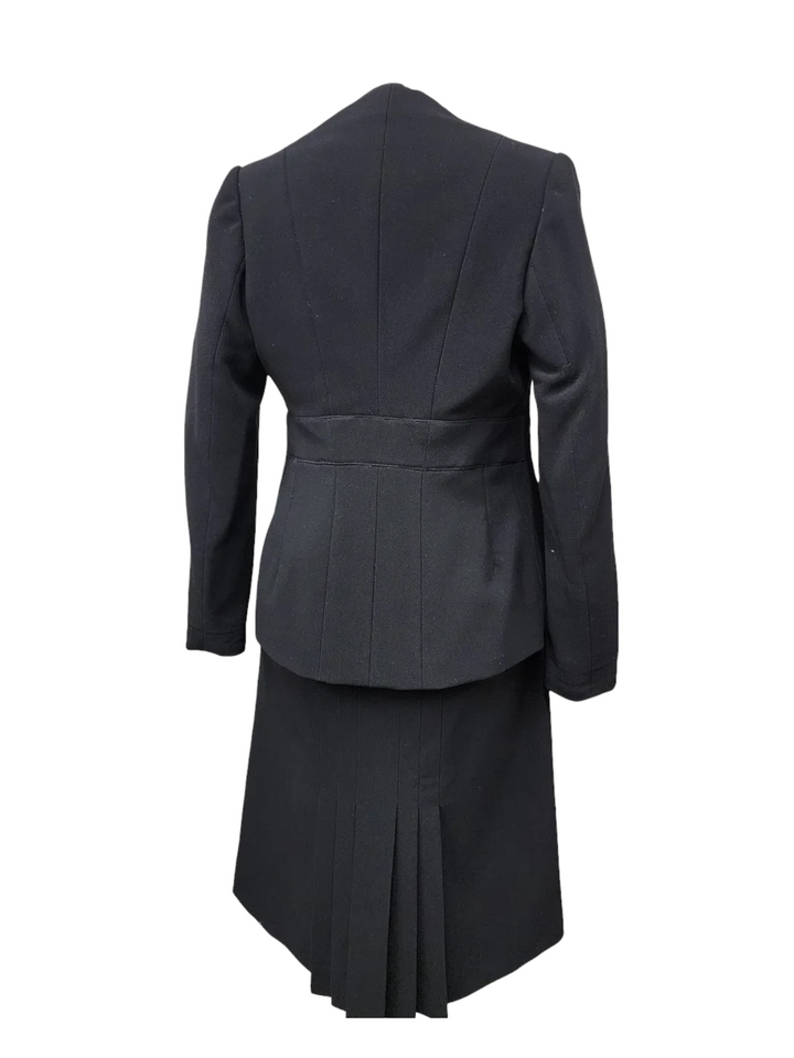 Pierre Balmain Haute Couture by Oscar de la Renta Black Runway Suit with Pleats, Spring/Summer 2001