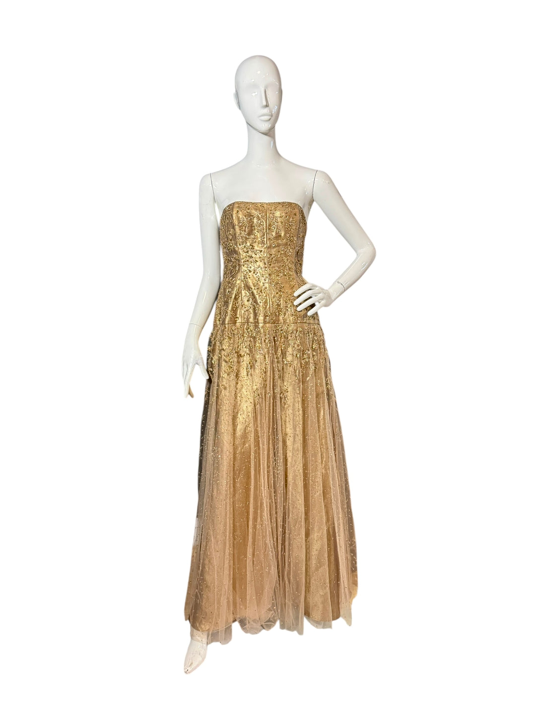 Racked Rulf Ralph Lauren Fall 2006 Gold Strapless Beaded Runway+ Campaign Gown ...