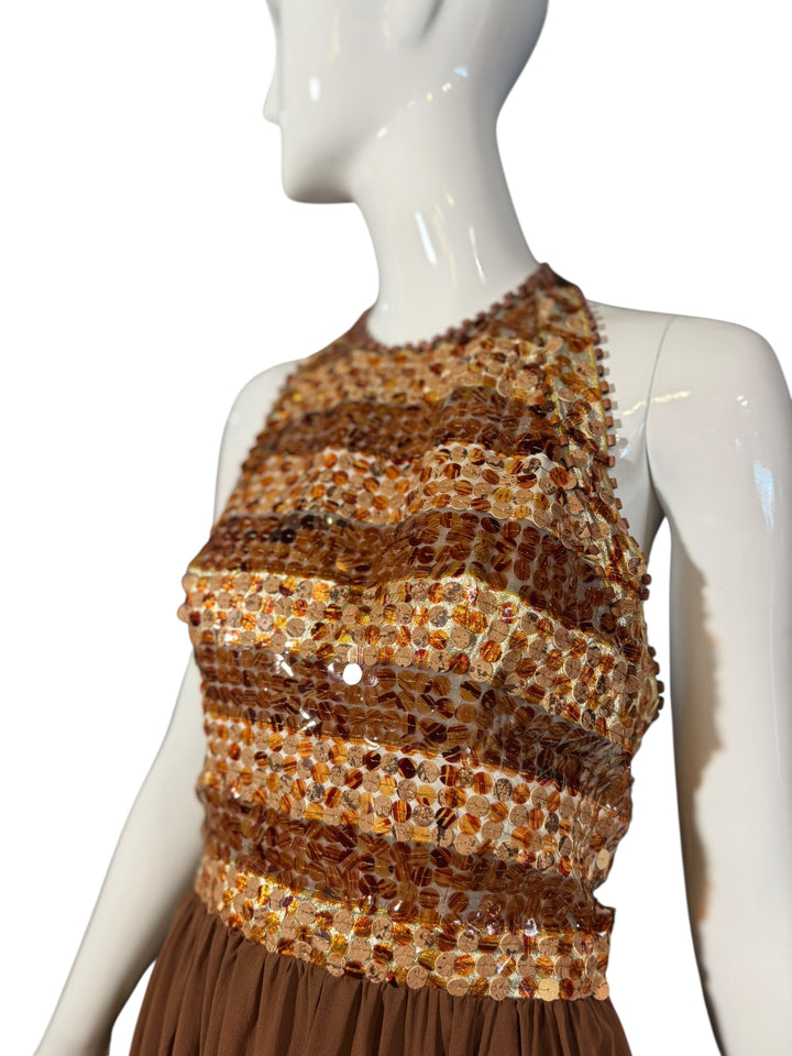 Givenchy Haute Couture Runway Gown – 1969 Sequin Halter Dress from Brooklyn Museum (FR 36), Apparel, Givenchy, RERACKED