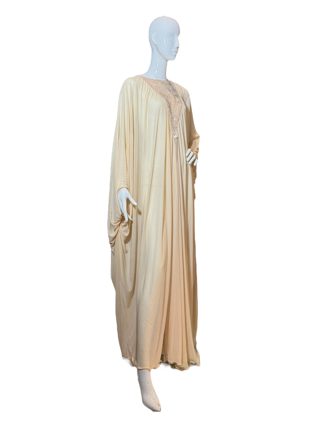 Vintage 1970s Beaded Ivory Bridal Caftan Gown, Apparel & Accessories, RERACKED, RERACKED