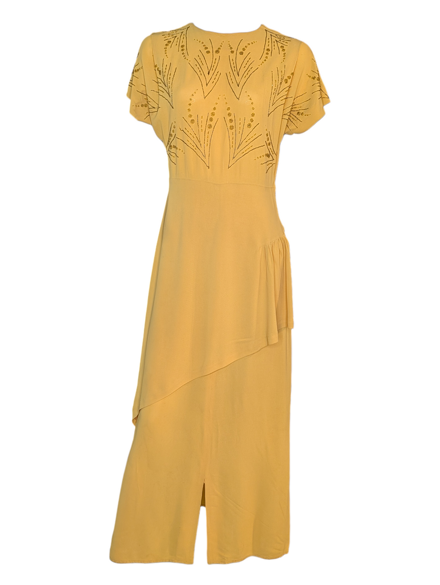1940s Mustard Yellow Beaded Gown 1940s Mustard Yellow Beaded Gown