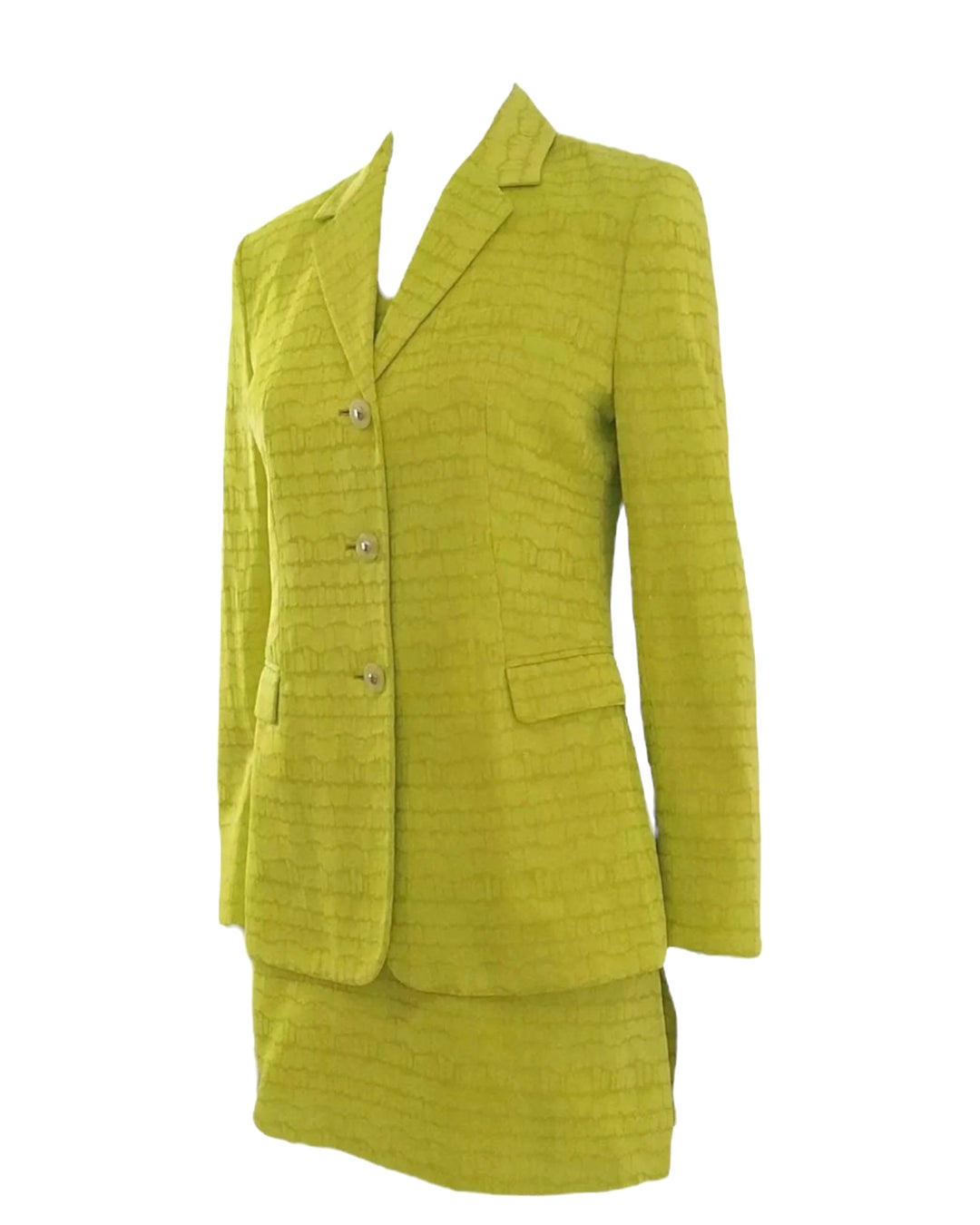 Versace Lime Dress x Blazer Suit Set